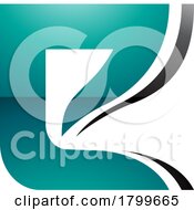 11/21/2023 - Persian Green And Black Wavy Layered Glossy Letter E Icon