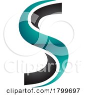 Poster, Art Print Of Persian Green And Black Glossy Twisted Shaped Letter S Icon