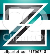 Poster, Art Print Of Persian Green And Black Glossy Striped Shaped Letter Z Icon