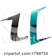 Persian Green And Black Glossy Spiky Shaped Letter U Icon