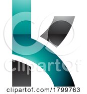 Poster, Art Print Of Persian Green And Black Glossy Lowercase Letter K Icon With Overlapping Paths