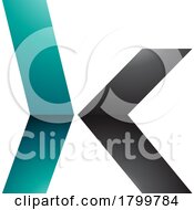 Poster, Art Print Of Persian Green And Black Glossy Lowercase Arrow Shaped Letter K Icon