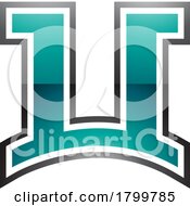 Poster, Art Print Of Persian Green And Black Glossy Arch Shaped Letter U Icon
