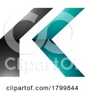 Persian Green And Black Glossy Folded Letter K Icon