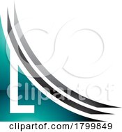 Persian Green And Black Glossy Letter L Icon With Layers