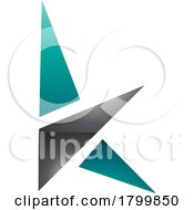 Poster, Art Print Of Persian Green And Black Glossy Letter K Icon With Triangles