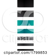 Poster, Art Print Of Persian Green And Black Glossy Letter I Icon With Horizontal Stripes
