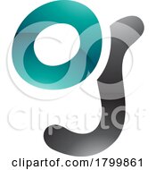Poster, Art Print Of Persian Green And Black Glossy Letter G Icon With Soft Round Lines