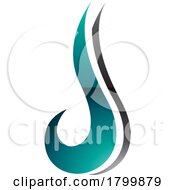 Persian Green And Black Glossy Hook Shaped Letter J Icon