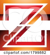 Poster, Art Print Of Orange And Red Glossy Striped Shaped Letter Z Icon