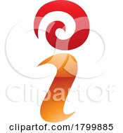 Poster, Art Print Of Orange And Red Glossy Swirly Letter I Icon