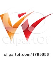 Orange And Red Glossy Tick Shaped Letter W Icon