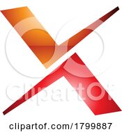Orange And Red Glossy Tick Shaped Letter X Icon