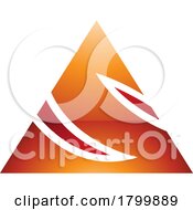 Orange And Red Glossy Triangle Shaped Letter S Icon