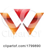 Poster, Art Print Of Orange And Red Glossy Triangle Shaped Letter W Icon