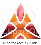 Orange And Red Glossy Triangle Shaped Letter X Icon