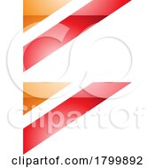 Poster, Art Print Of Orange And Red Glossy Triangular Flag Shaped Letter B Icon