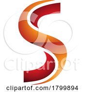 Orange And Red Glossy Twisted Shaped Letter S Icon