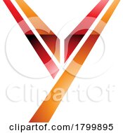 Poster, Art Print Of Orange And Red Glossy Uppercase Letter Y Icon