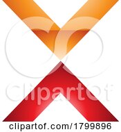 Poster, Art Print Of Orange And Red Glossy V Shaped Letter X Icon