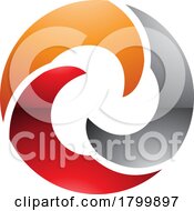 Orange And Red Glossy Wave Shaped Letter O Icon