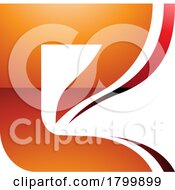 Orange And Red Wavy Layered Glossy Letter E Icon