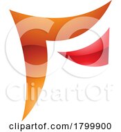 Orange And Red Wavy Glossy Paper Shaped Letter F Icon