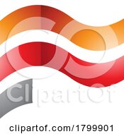 Orange And Red Wavy Glossy Flag Shaped Letter F Icon
