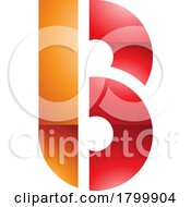 Poster, Art Print Of Orange And Red Round Glossy Disk Shaped Letter B Icon