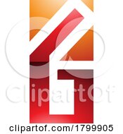 Poster, Art Print Of Orange And Red Rectangular Glossy Letter G Or Number 6 Icon