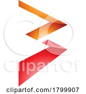 Poster, Art Print Of Orange And Red Glossy Zigzag Shaped Letter B Icon