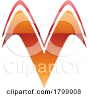Poster, Art Print Of Orange And Red Glossy Wing Shaped Letter V Icon