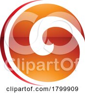 Orange And Red Glossy Whirl Shaped Letter O Icon