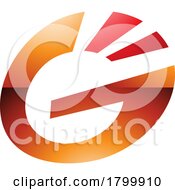 Orange And Red Glossy Striped Oval Letter G Icon