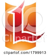Orange And Red Glossy Shield Shaped Letter L Icon