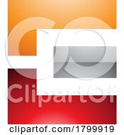 Poster, Art Print Of Orange Red And Grey Glossy Rectangular Letter E Icon