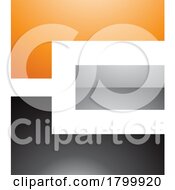 Poster, Art Print Of Orange Black And Grey Glossy Rectangular Letter E Icon