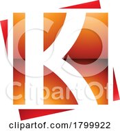 Poster, Art Print Of Orange And Red Glossy Square Letter K Icon
