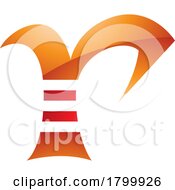 Orange And Red Glossy Striped Letter R Icon