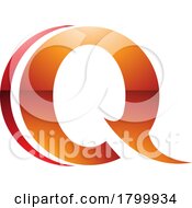 Orange And Red Glossy Spiky Round Shaped Letter Q Icon