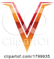Poster, Art Print Of Orange And Red Glossy Spiky Shaped Letter V Icon