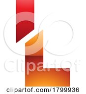 Orange And Red Glossy Split Shaped Letter L Icon