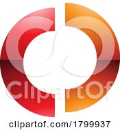 Orange And Red Glossy Split Shaped Letter O Icon