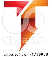 Orange And Red Glossy Split Shaped Letter T Icon