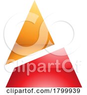 Orange And Red Glossy Split Triangle Shaped Letter A Icon