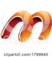 Orange And Red Glossy Spring Shaped Letter M Icon