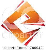 Orange And Red Glossy Square Diamond Letter E Icon