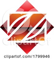 Poster, Art Print Of Orange And Red Glossy Square Diamond Shaped Letter Z Icon