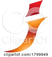 Poster, Art Print Of Orange And Red Glossy Spiky Italic Letter J Icon