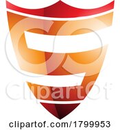 Poster, Art Print Of Orange And Red Glossy Shield Shaped Letter S Icon